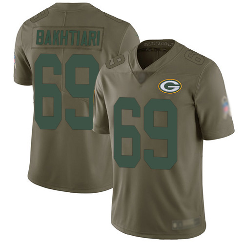 Green Bay Packers Limited Olive Men #69 Bakhtiari David Jersey Nike NFL 2017 Salute to Service->youth nfl jersey->Youth Jersey